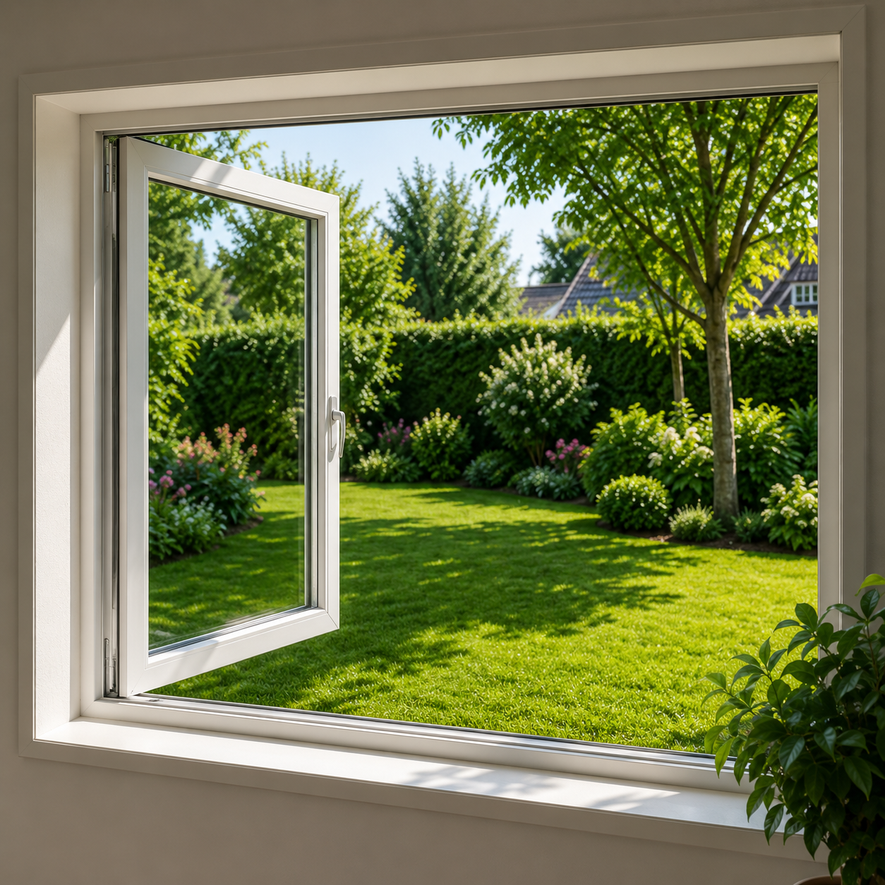 Sidesving vindu 3-lags glass hvitmalt høyre