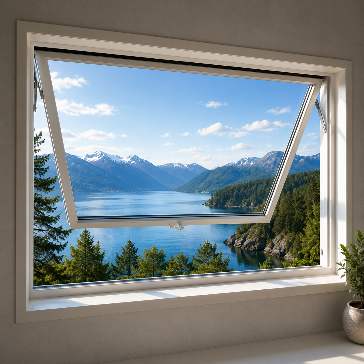 Toppsving hvitmalt 3-lags glass