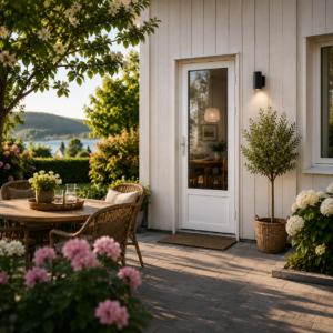 Balkongdør 3-lags glass hvitmalt høyre