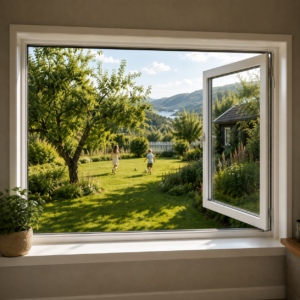 Sidesving vindu 3-lags glass hvitmalt venstre